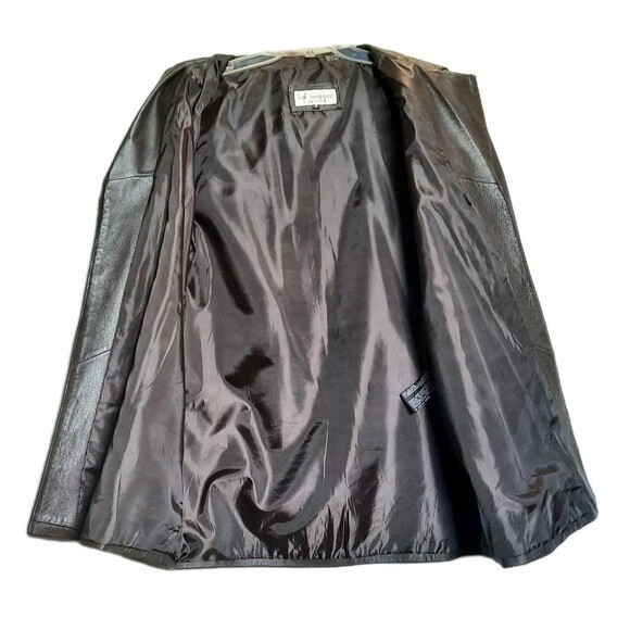 Lew Magram Brown Genuine Leather Mid Length Lined Open Front Jacket Blazer 18 - Picture 5 of 6